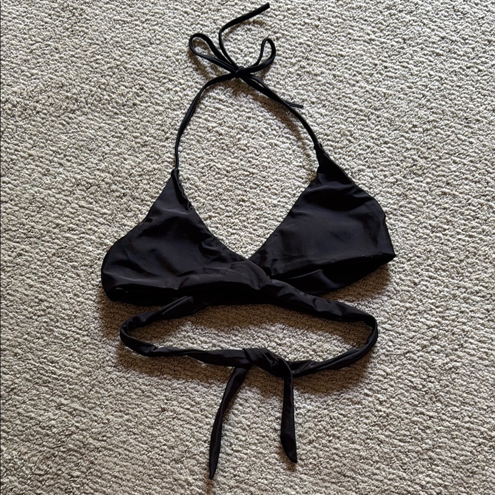 SHEIN Black Halter Bikini Top and Black String Bottoms